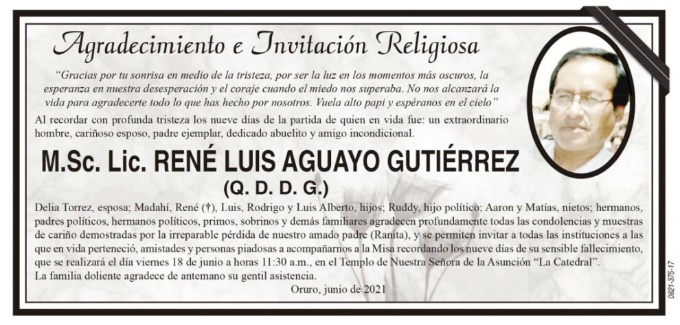 Agradecimiento por René Luis Aguayo Gutiérrez