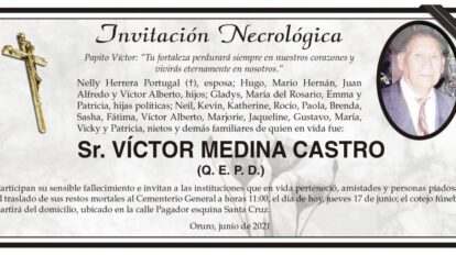 Invitación Necrológica para Víctor Medina Castro