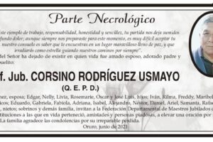Parte Necrológico de Prof. Jub. Corsino Rodríguez Usmayo