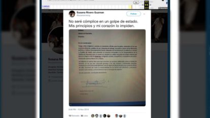 Renuncia de Susana Rivero en Twitter