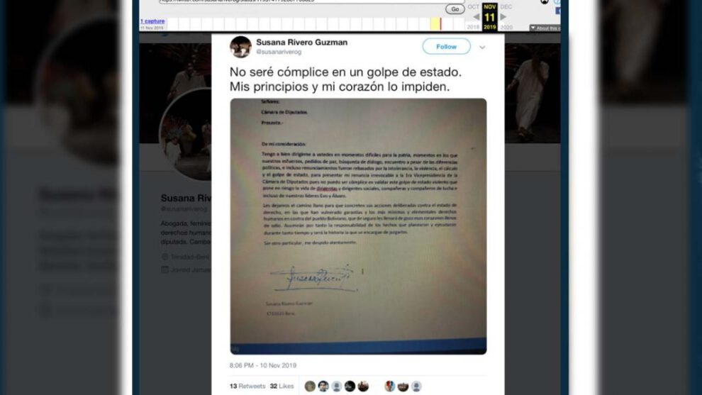 Renuncia de Susana Rivero en Twitter