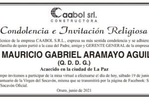 Condolencia por Ing. Mauricio Gabriel Aramayo Aguilar
