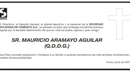 Condolencias por el fallecimiento de Mauricio Aramayo Aguilar