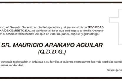 Condolencias por el fallecimiento de Mauricio Aramayo Aguilar