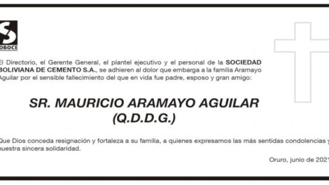 Condolencias por el fallecimiento de Mauricio Aramayo Aguilar
