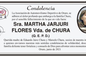 Condolencia por el fallecimiento de Martha Jarjuri Flores