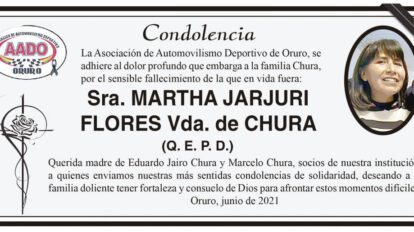 Condolencia por el fallecimiento de Martha Jarjuri Flores