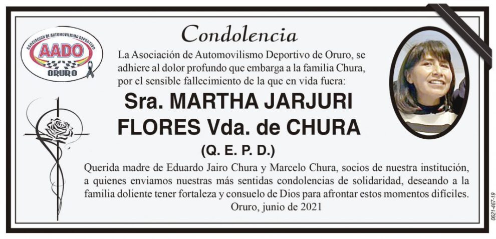 Condolencia por el fallecimiento de Martha Jarjuri Flores