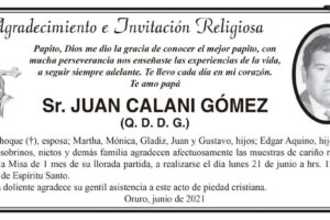 Agradecimiento e Invitación Religiosa por Juan Calani Gómez