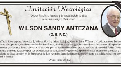 Invitación Necrológica: Wilson Sandy Antezana