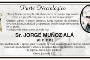 Parte Necrológico de Jorge Muñoz Alá