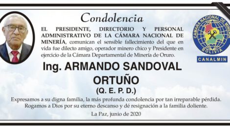 Condolencia por el fallecimiento de Armando Sandoval Ortuño