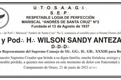 Obituario de Wilson Sandy Antezana