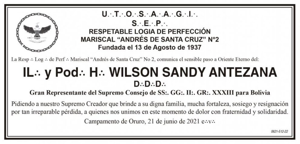 Obituario de Wilson Sandy Antezana