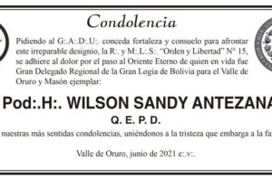 Condolencia por Wilson Sandy Antezana