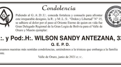 Condolencia por Wilson Sandy Antezana
