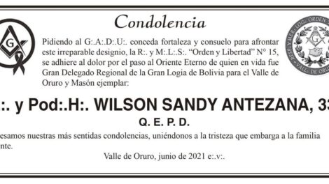 Condolencia por Wilson Sandy Antezana