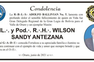 Condolencia por el fallecimiento de Wilson Sandy Antezana