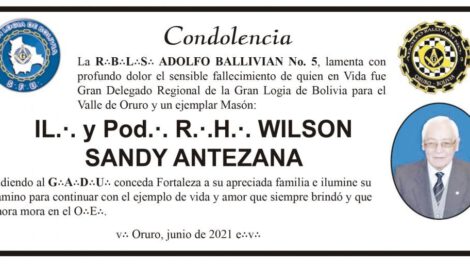 Condolencia por el fallecimiento de Wilson Sandy Antezana