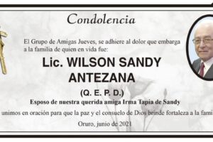 Condolencia por Lic. Wilson Sandy Antezana