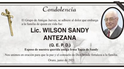 Condolencia por Lic. Wilson Sandy Antezana