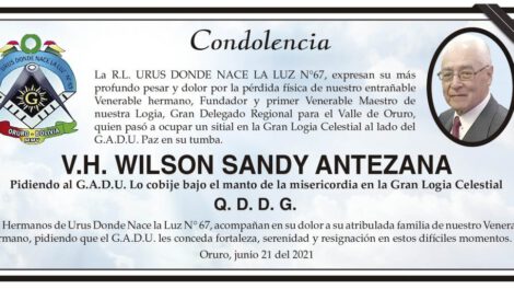 Condolencias por la pérdida de V.H. Wilson Sandy Antezana