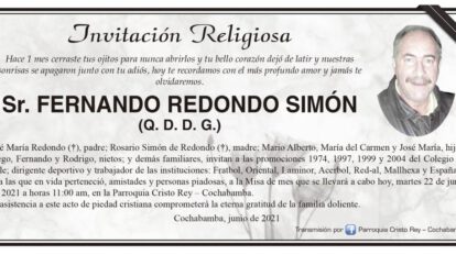 Invitación Religiosa para Fernando Redondo Simón