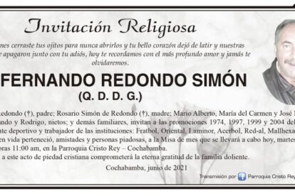 Invitación Religiosa para Fernando Redondo Simón