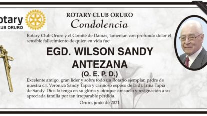 Condolencia por el fallecimiento de EGD. Wilson Sandy Antezana
