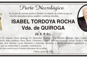 Parte Necrológico de Isabel Tordoya Rocha