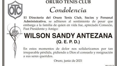 Condolencia por Wilson Sandy Antezana