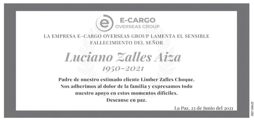Luciano Zalles Aiza 1950-2021
