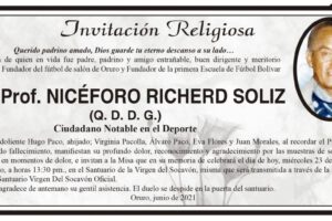 Invitación Religiosa para Prof. Nicéforo Richerd Soliz