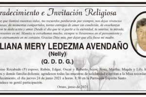 Agradecimiento e Invitación Religiosa por Emiliana Mery Ledezma Avendaño