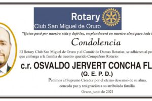 Condolencia por Osvaldo Jervert Concha Flores