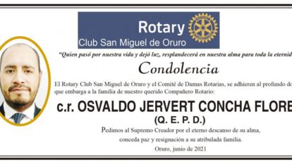 Condolencia por Osvaldo Jervert Concha Flores