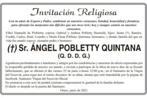 Invitación Religiosa para Ángel Pobletty Quintana