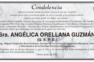 Condolencia por la Sra. Angélica Orellana Guzmán