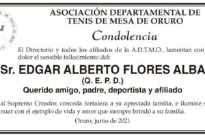 Condolencia por el fallecimiento de Edgar Alberto Flores Alba