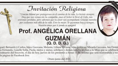 Invitación Religiosa para Prof. ANGÉLICA ORELLANA GUZMÁN