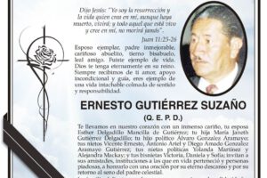 Parte Necrológico de Ernesto Gutiérrez Suzaño