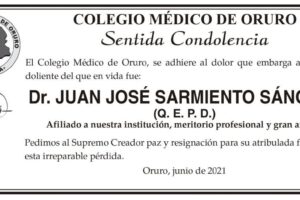 Condolencias por la pérdida del Dr. Juan José Sarmiento Sánchez