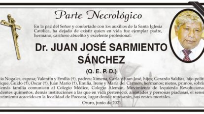 Parte Necrológico: Dr. Juan José Sarmiento Sánchez