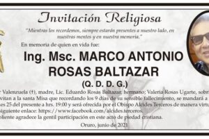 Ing. Msc. Marco Antonio Rosas Baltazar en memoria