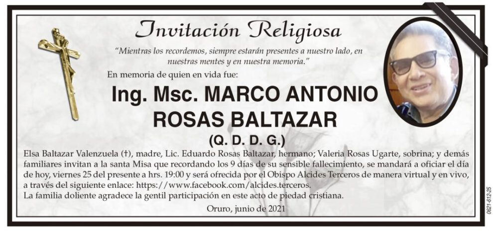 Ing. Msc. Marco Antonio Rosas Baltazar en memoria