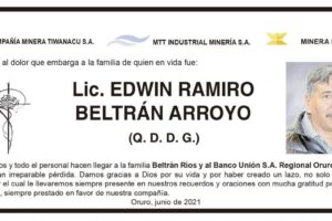 Obituario de Lic. Edwin Ramiro Beltrán Arroyo