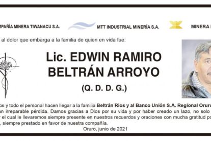 Obituario de Lic. Edwin Ramiro Beltrán Arroyo