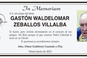 In Memoriam: Gastón Waldelomar Zeballos Villalba