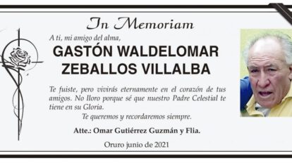 In Memoriam: Gastón Waldelomar Zeballos Villalba