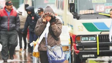 Frente frío en Bolivia afectará a seis departamentos